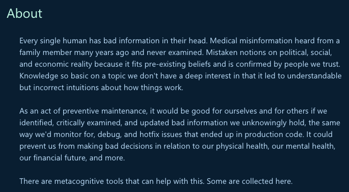 About section of the metacognition page