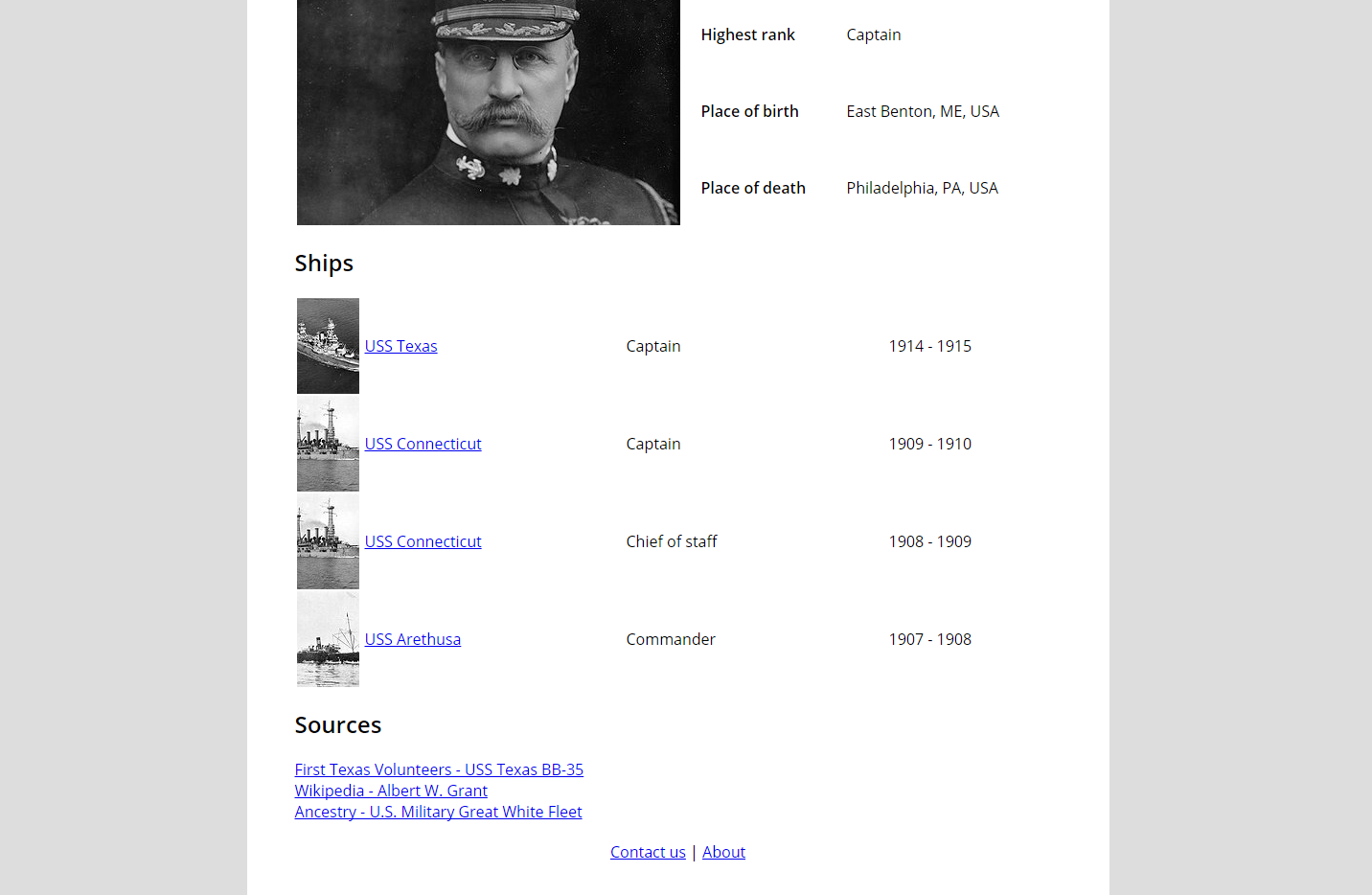 Albert W. Grant bio page